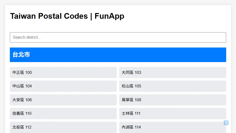 Taiwan Zip Code preview